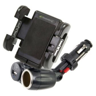 Power Dock Dual Auxiliary USB Power Mount with Grip-iT for GPS, Black