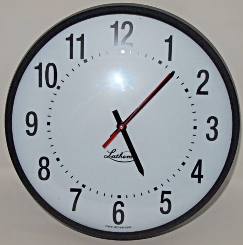 Pre-Owned Lathem SS12RFA Wired 13 3/4" Semi Flush School Wall Clock 110 VAC