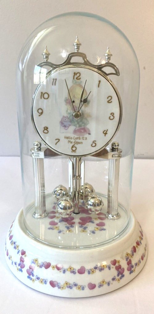 Precious Moments Domed Clock Round Moving Pendelum Anniversary Table Mantel