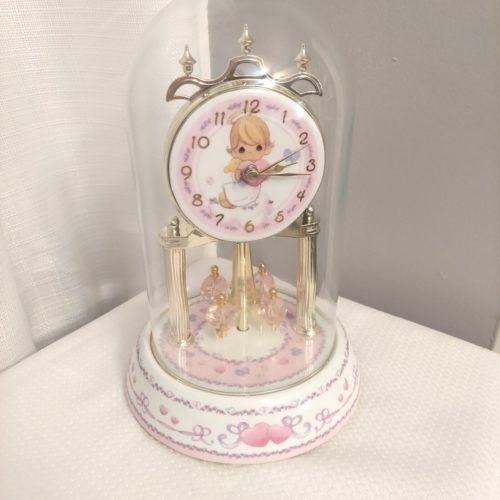 Precious Moments Domed Clock Round Moving Pendelum Anniversary Table Mantel