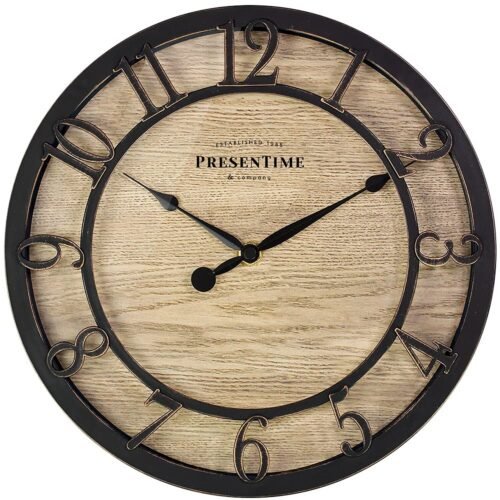 Presentime & Co 10" Farmhouse Series Wall Clock, Cottage Style, Vintage Desig...