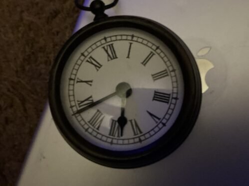 Prestige Metal Small Heavy 4 Inches Across Wall Hanging Clock India Vtg.