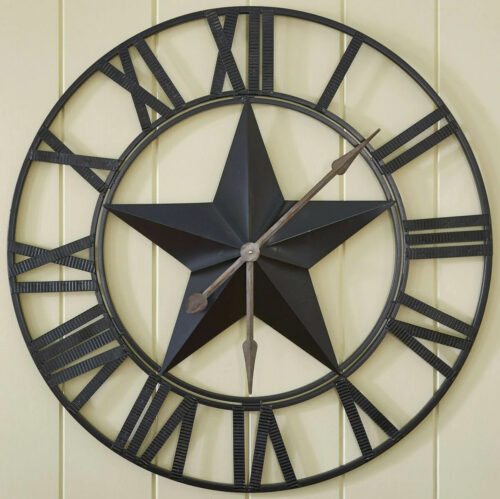 Primitive/Country Large Metal Star Wall Clock 35" Rustic