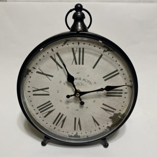 Printania Hotel 1870 Paris Standing Hanging Wall Clock Vintage Style 9" Diameter