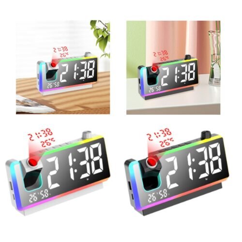 Projection Alarm Clock Digital Clock Projector 180 Night Light Temperature and