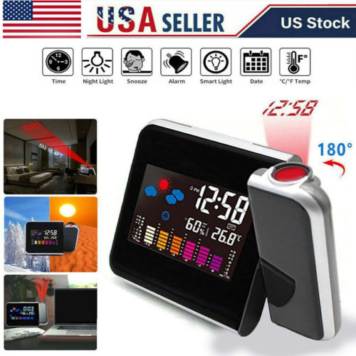 Projection Alarm Clock Rotatable LED Digital Projector Snooze Time & Temperature photo