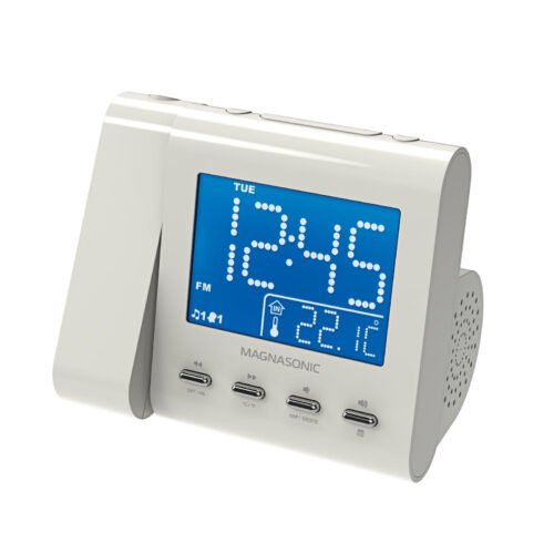 Projection Alarm Clock with AM/FM Radio, Battery Backup, Dual Alarm