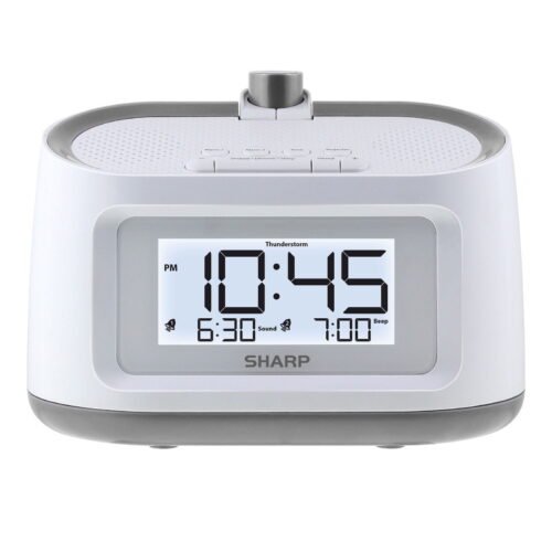 Projection Dual Alarm Clock with 8 Soothing Sleep Sounds, Easy to Read Display