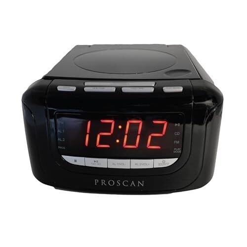 PROSCAN CD CLOCK RADIO WITH USB CHARGER PCR4986 - BLACK