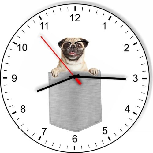 Pug In Your Pocket Dog kitchen living room Wall Clock