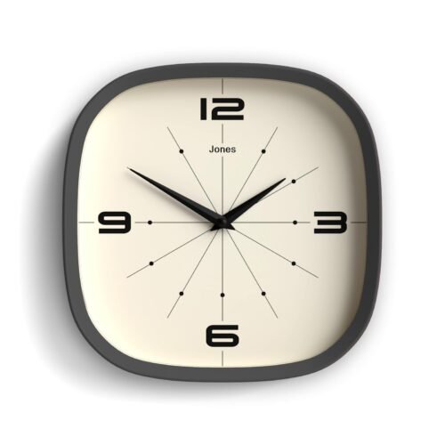® Pulsar Wall Clock | Retro Rounded Square Clock | 10 inch | Dark Grey | Cool...