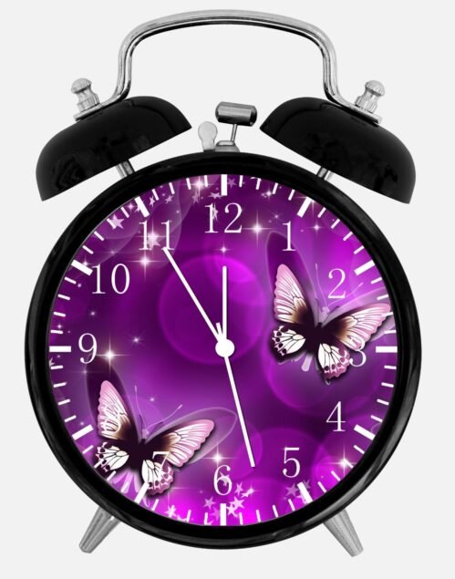 Purple Butterfly Alarm Clock Light Silent Personalized option adding names E25
