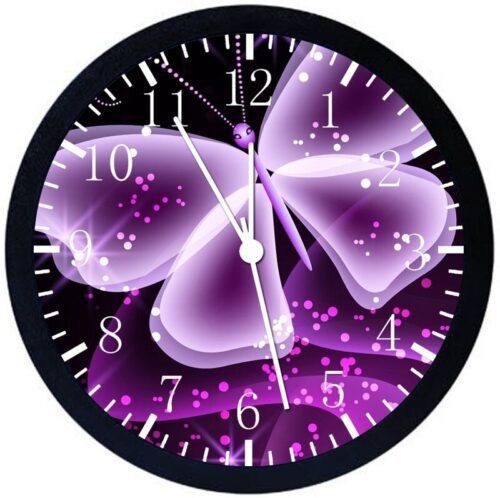 Purple Butterfly Wall Clock 12" Large Personalized option adding names E143
