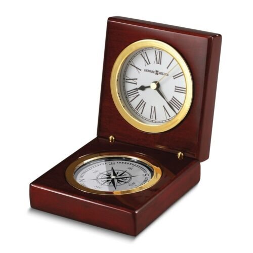 Pursuit Rosewood Finish Hinged Clock/Compass