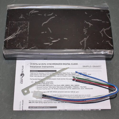 Pyramid Digital Sync Wall Clock 41357G, 11-1/2" x 6-1/4", Black, 4 Red Digits