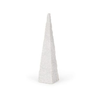 Pyramid White Rough Marble Obelisk 16 in