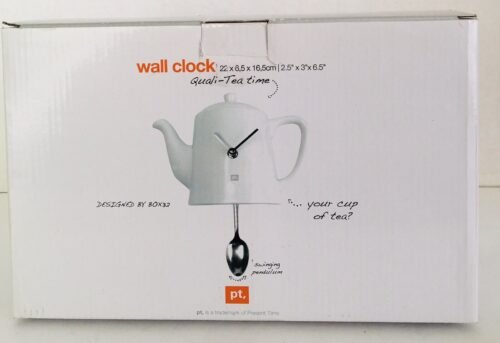 Quali-Tea Time Swinging Pendulum Quartz Wall Clock White Designed by Box 32