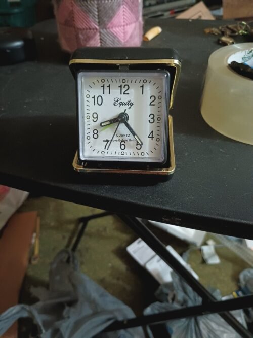 Quartz Analog Fold-Up Travel Alarm Clock Pack of 1 Black
