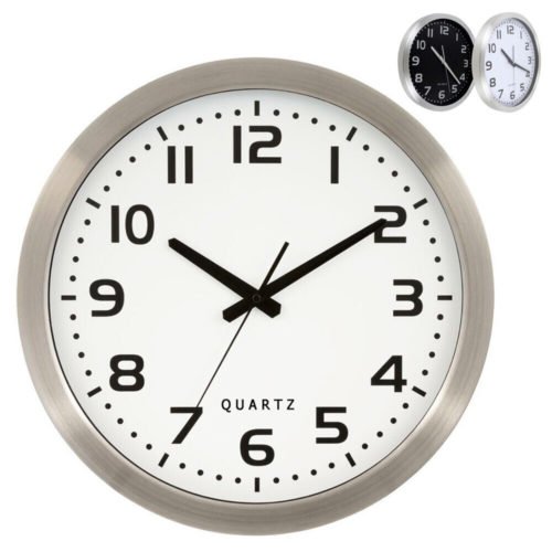 Quartz Big Wall Clock: Modern Office Kitchen Home Decor 16" with Silver Aluminu