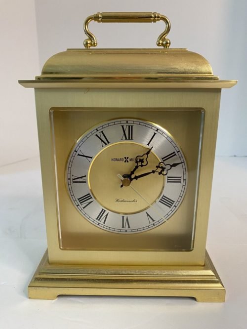 Quartz Brass Mantle Clock Vintage Howard Miller Works Westminster Chimes 613-138