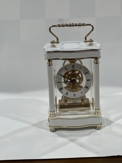 QUARTZ CARRIAGE MANTLE DESK TOP CLOCK MADE IN GERMANY 5.5 INCH HIGH IN GIFT BOX