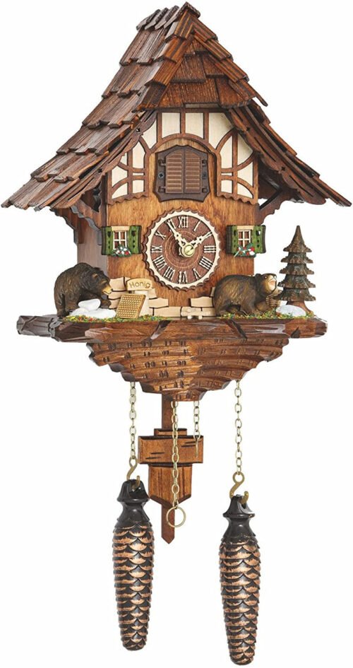 Quartz Cuckoo Clock Black Forest House with Music TU 4201 QM