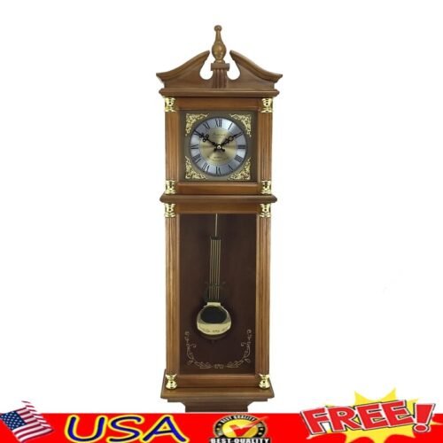 Quartz Pendulum Decorative Wall Clock Roman Numerals Chiming Harmonic Accent New
