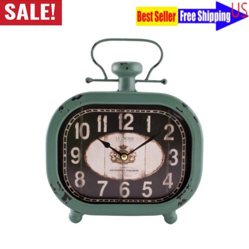 Quartz Rustic Tabletop Clock Alarm Clocks Wall Hanging Home Living Room Display