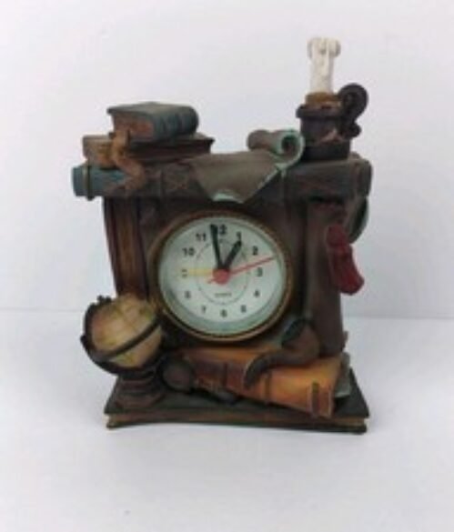 Quartz Vintage Style Metal Copper Alarm Clock Battery Operated Book Pipe Z4