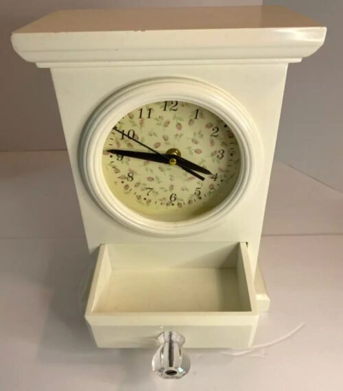 Quartz Wood Mantel Clock Flair Country Styleshabby White With Drawer