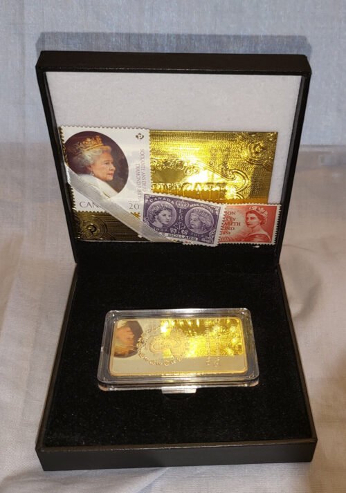 Queen Elizabeth II Diamond Jubilee Silver Gold Bar COA Box Coin Old Stamps Royal