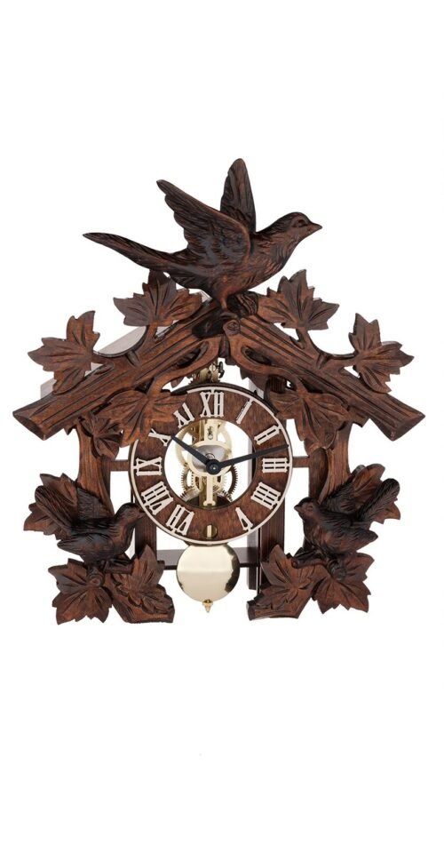 Qwirly Store: Hermle Manfred Black Forest Mechanical Table Clock with Carved