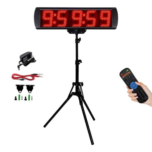 Race Clock with Tripod for Running Events, Large LED Stopwatch with Remote,Co...