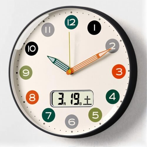 Radio-controlled wall clock, 30cm diameter, silent design