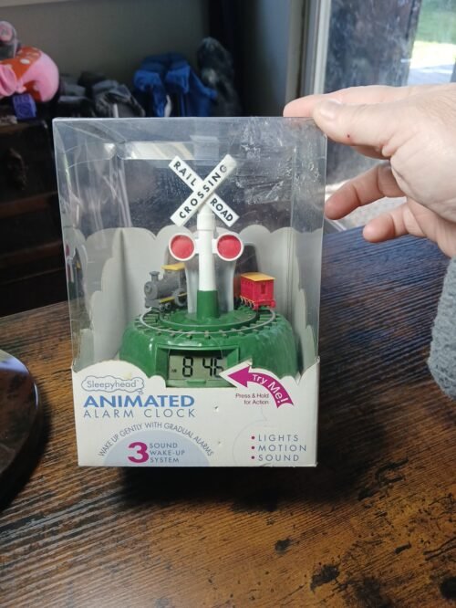 Railroad Train Crossing Animated Alarm Clock 2016 PlayMonster Sleepy Head NEW
