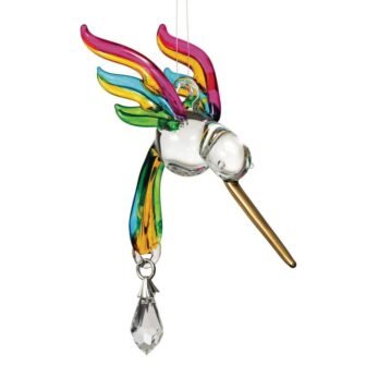 Rainbow Makers Fantasy Glass Hummingbird 4 in. Tropical Crystal Suncatchers Patio Home...