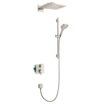 Raindance E 3-Spray Square Showerhead and Wall Bar Set with Valve in...