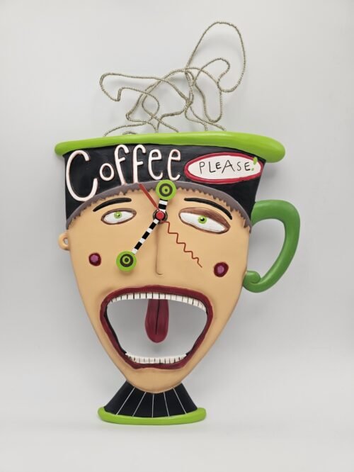 Rare Allen Designs Studio Collectibles Coffee Please Wall Clock -Tested & Works
