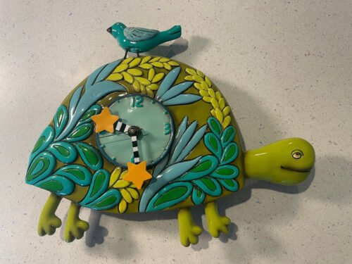RARE! Allen Designs Wall Clock Turtle Carrying Bird Works! - No Pendulum