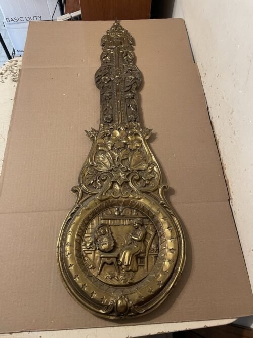 Rare Antique French Morbier Wag On The Wall Clock Pendulum W/ Rocking Baby & Cat