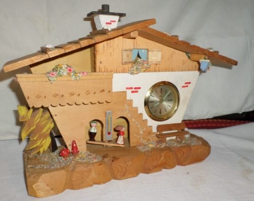 RARE ANTIQUE WIND UP CARVED WOOD ITALIAN WEATHER CHATEAU MANTEL OR DESK CLOCK!