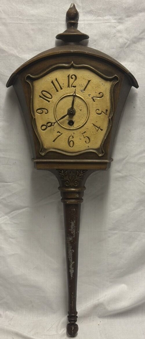 Rare Cast Metal Street Lamp Design Wall Clock, Sexton 1970's