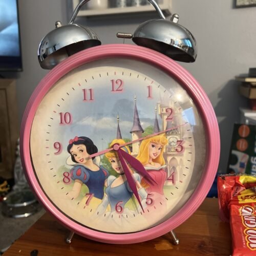 RARE DISNEY'S PRINCESS ALARM BEDSIDE CLOCK Top Bells