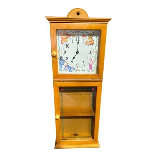 RARE Disney Winnie the Pooh A.A. Milne & E.H. Shepard's Wood Wall Cabinet Clock￼
