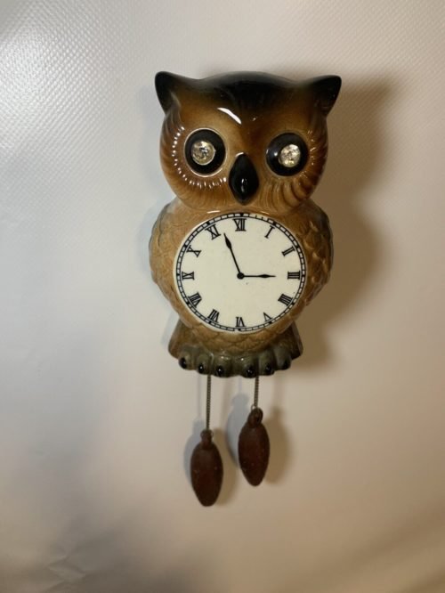 RARE LEFTON Exclusive Jewel Eye Owl CUCKOO CLOCK WALL POCKET 547