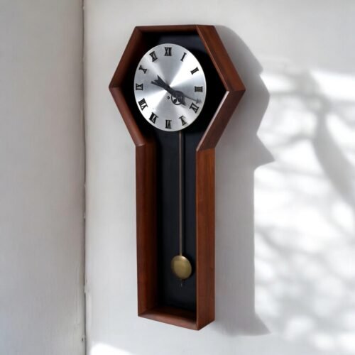 Rare Mid Century Howard Miller Wall Clock By Arthur Umanoff Pendulum Oak w Key