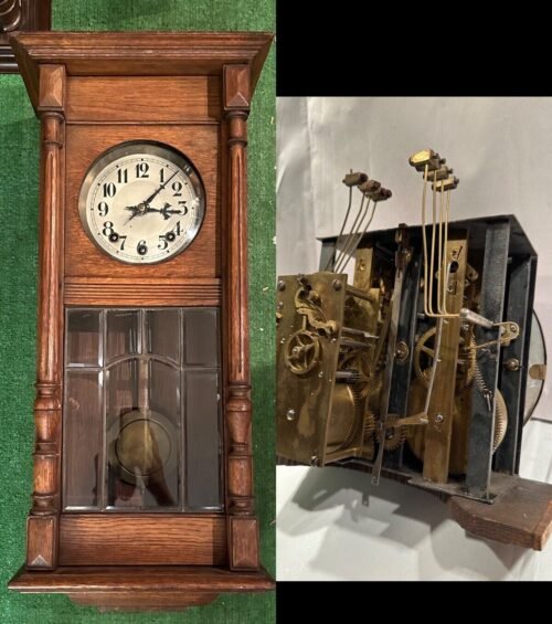 Rare Morez Movement Antique French Wall Clock, Westminster Quarter Strike Chimes