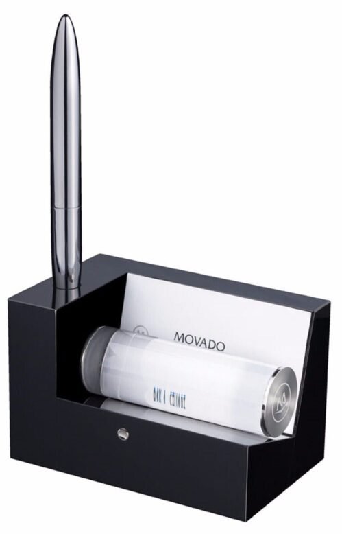 rare Movado Black Crystal Business Card Holder w/ Pen usa stock dbk 212m