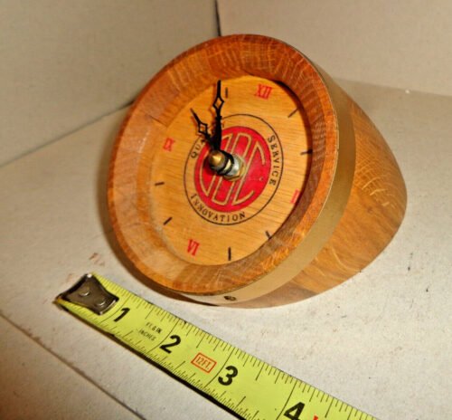RARE UNUSUAL GBC WOOD BARREL KEG QUARTZ DESK ADVERTISING CLOCK GREIF BROS CORP ?