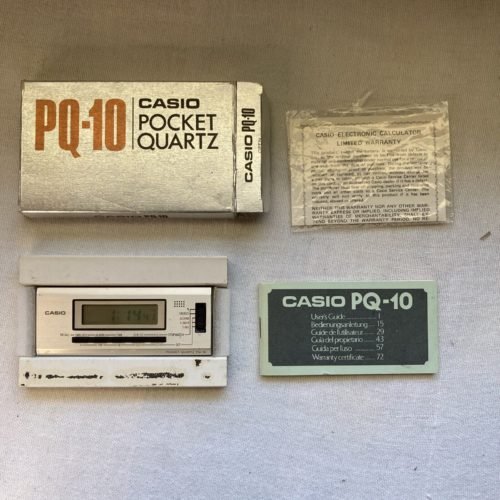 Rare Vintage Casio PQ-10 Pocket Quartz Travel Alarm Clock / Stopwatch